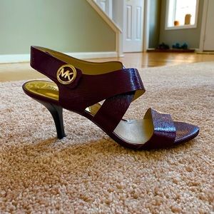 Michael Kors burgundy shiny strappy sandals!